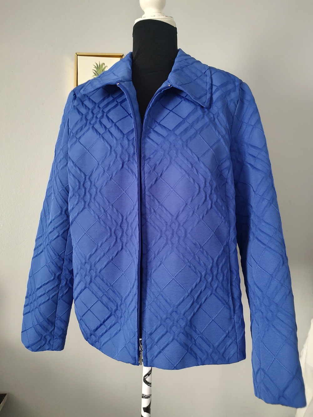 Blue Quilted Women's Zip-Front Jacket
